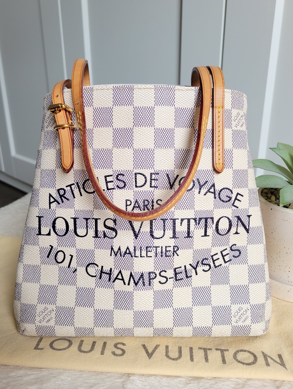 💕BEAUTIFUL Louis Vuitton Tote Bag Damier Azur Cabas PM